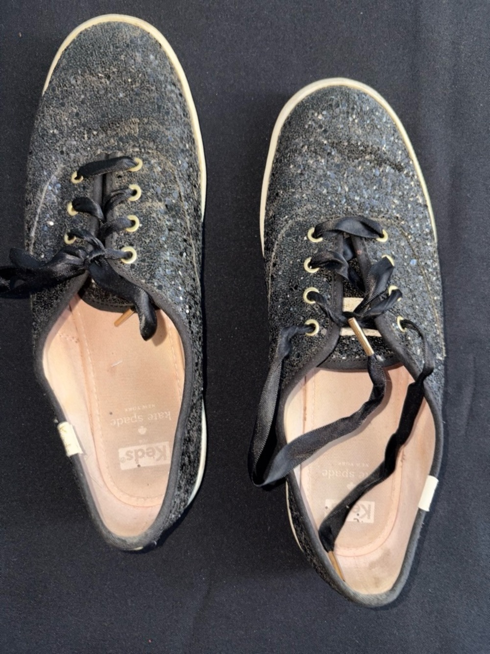 Keds x Kate Spade New York Champion Black Glitter Sneakers Size 9